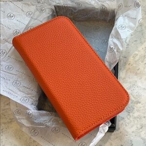 MACARON Vibrant Orange Leather Phone Case
